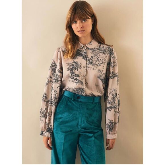 Leon & Harper Women’s Cher Juy Shirt Petale Claudine Collar Organic Cotton Blous - Picture 10 of 12